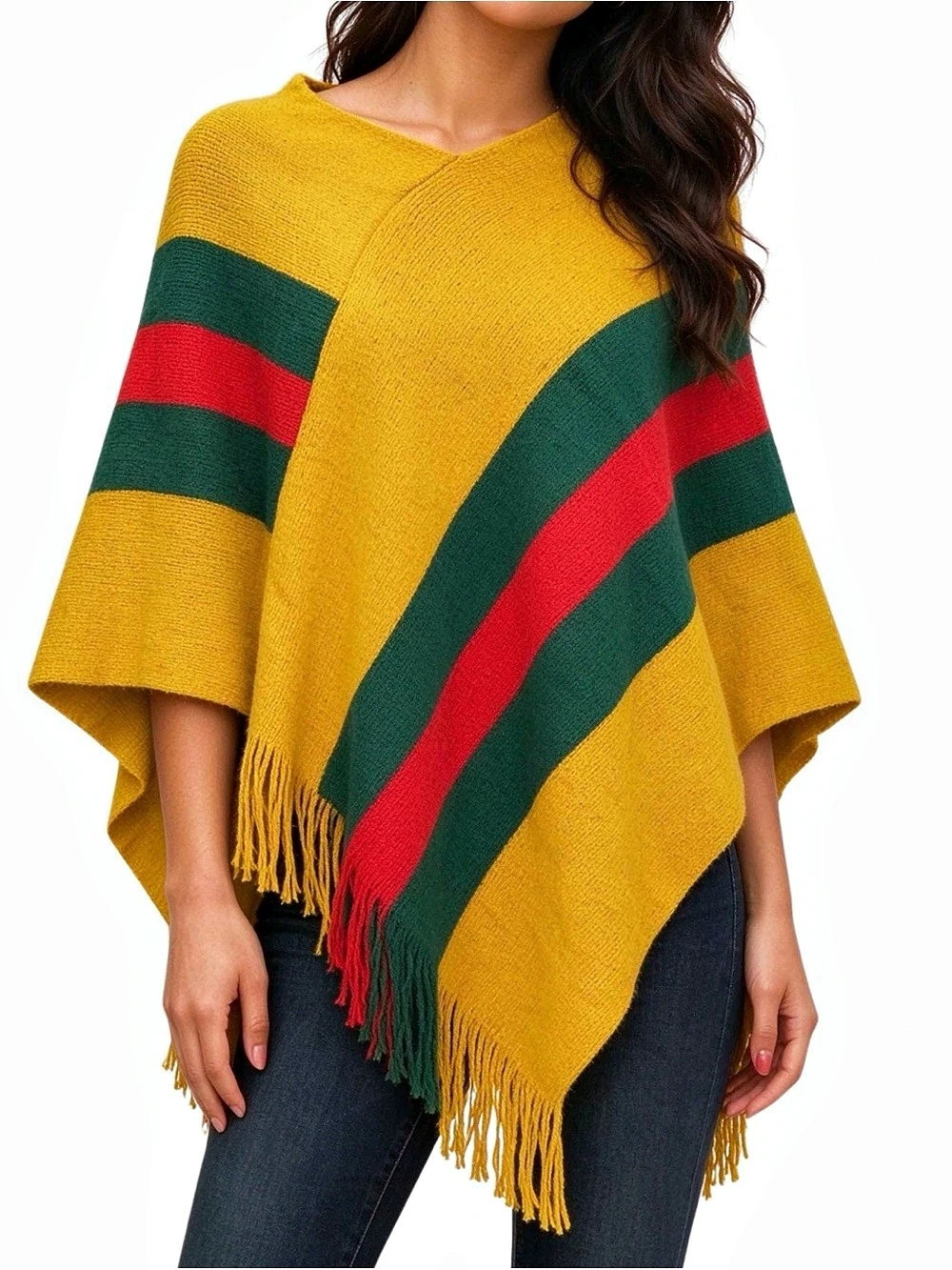 FASHION Poncho in Yellow & Green 1 IN STOCK!